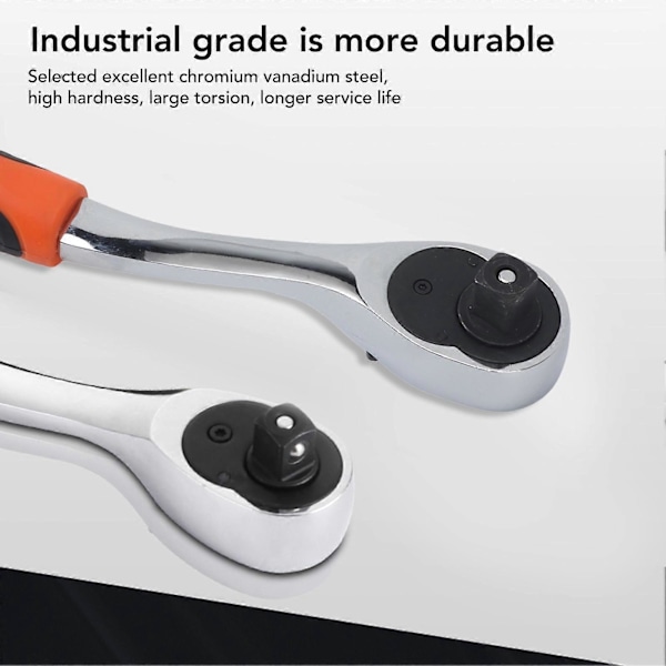 Ratschnyckel med 45 Stål 1/2 Tum Böjd Handtag 72 Tänder 12,5mm Hög Precision Dubbelriktad Ratschnyckel