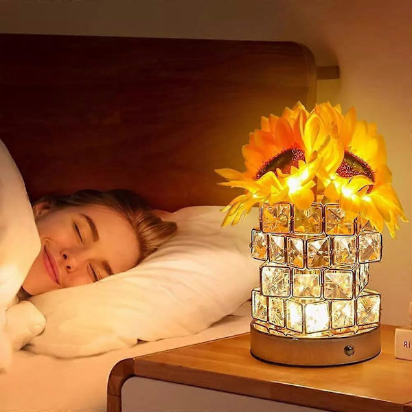 Solsikke Blomsterlampe, 3 Farve Dæmpning Lille Natlys, USB Genopladelig plug in models