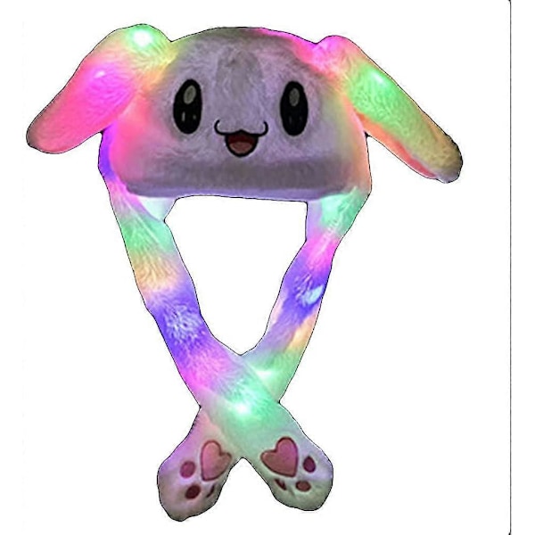 Kaninhatt med rörliga öron Hoppande Hatt Rolig Bunny Plysch Hatt Keps för Kvinnor