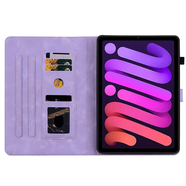 Embosset Lærveske For iPad mini 6 purple