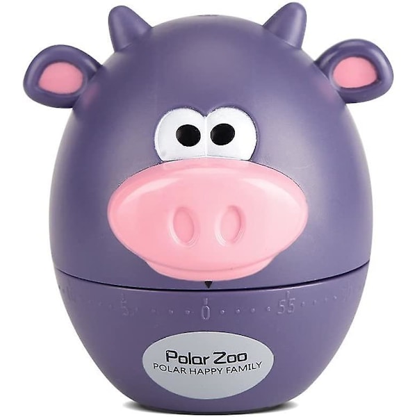 55 Minute Cute Cartoon Plastic Mechanical Kitchen Timer - Student Kitchen Supplies (purple)