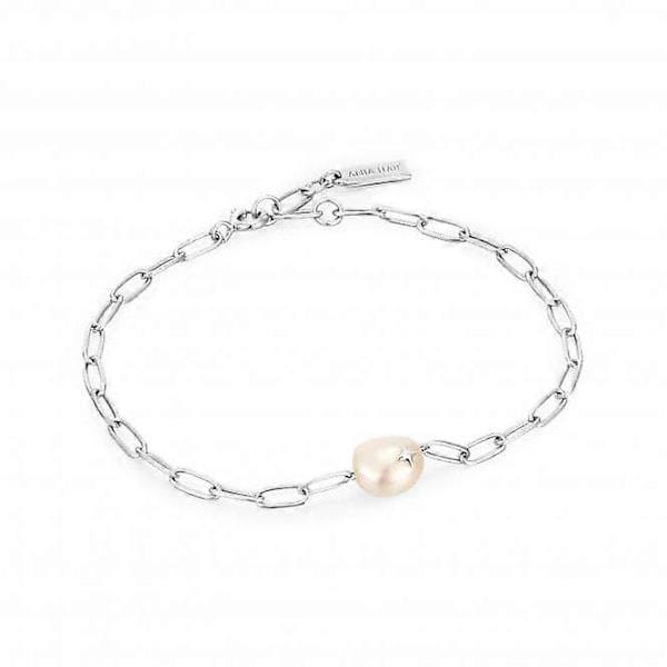 Sølv Pearl Sparkle Chunky Kæde Armbånd B043-03H