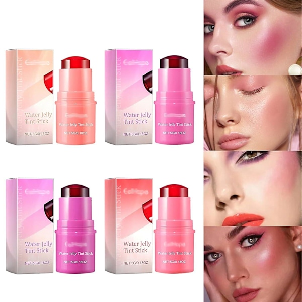 Milk Water Jelly Huuliväri, Water Jelly Tint -tikku Huulimeikki, 2024 Uusi Läpikuultava Huuli- ja Poskipunaväri - Kerrostettava Vesiväriviimeistely Huulikiilto 4 colors