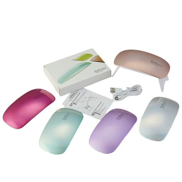 Bärbar nagellampa mini LED-ljusterapilampa USB handhållen nagellampa hopfällbar mini nageltorklampa pink