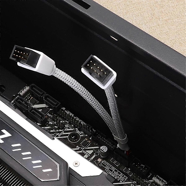 2 st Dator Moderkort USB 2.0 9-Pin till Dubbel 9-Pin Förlängningskabel Y Splitter Audio HD Förlängning