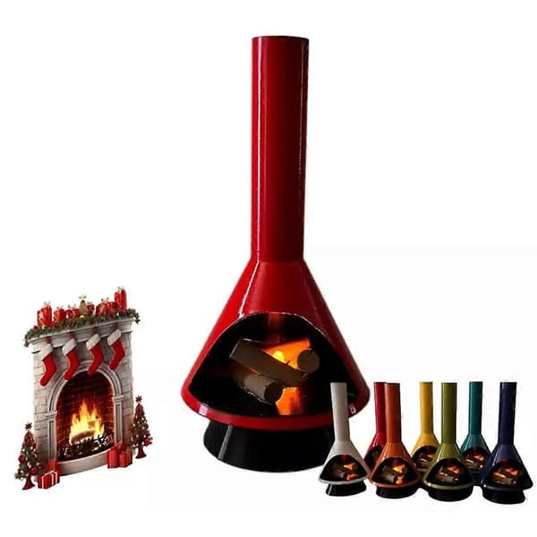 Miniatyr Pejs i Midtcentury Modern Stil med LED Lys, Julepejslys white