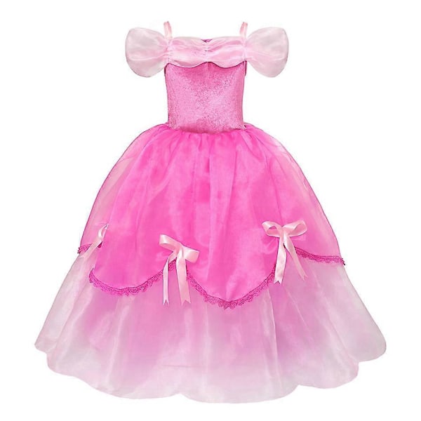 Jentekjole Sleeping Beauty Aurora med lange ermer, off shoulder, blonde, kappe, nydelig julegave, fancy prinsessefestantrekk aurora dress i 5t  120