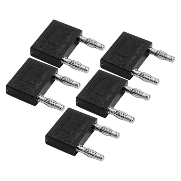 Svart 5PCS Dual Banana Plug Connector - Nickelbelagt kobber, 2-veis dobbel rad bananplugg for høyttalerledninger