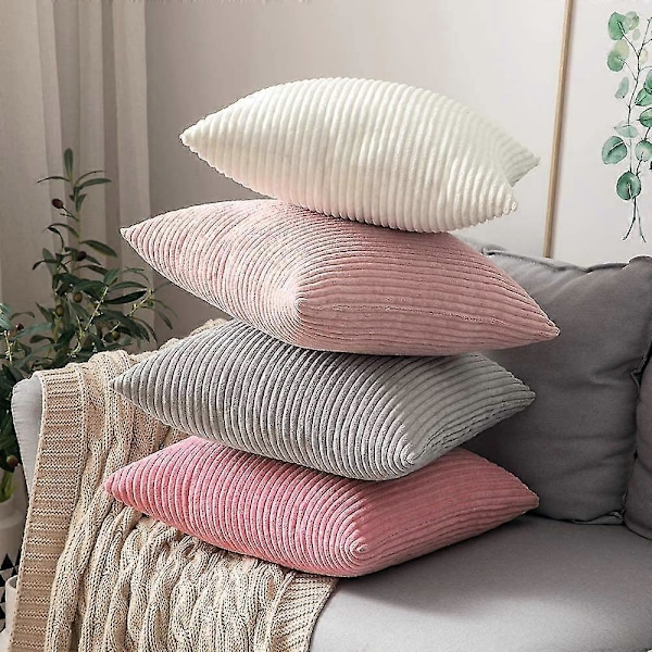 Sæt med 2 Dekorative Corduroy Pudebetræk Sofa Blød Pudebetræk Til Hjemmet Stue Soveværelse Seng Clic Clac 40x40cm Pink