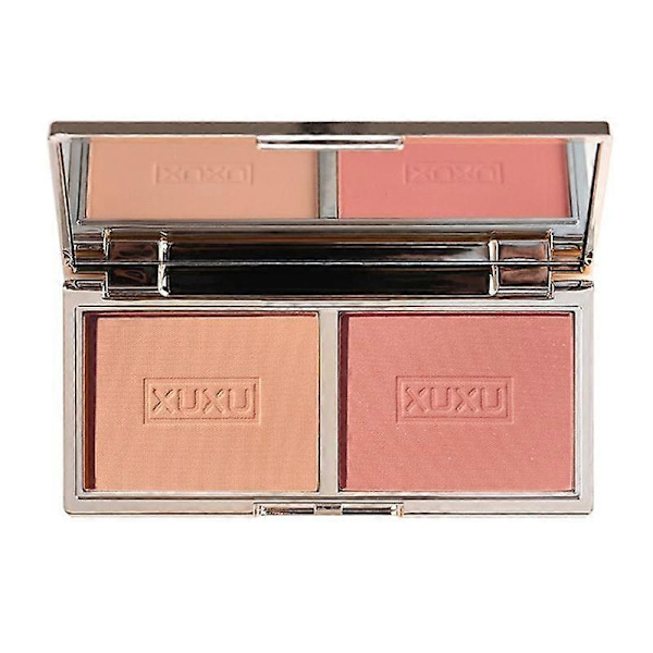 2/4-farvet Fairy Highlighter Blush Plate Mat Naturlig Presset Pulver Ansigt Rouge Blusher Højglans Konturering Næse/Øjenskygge b contour and brush