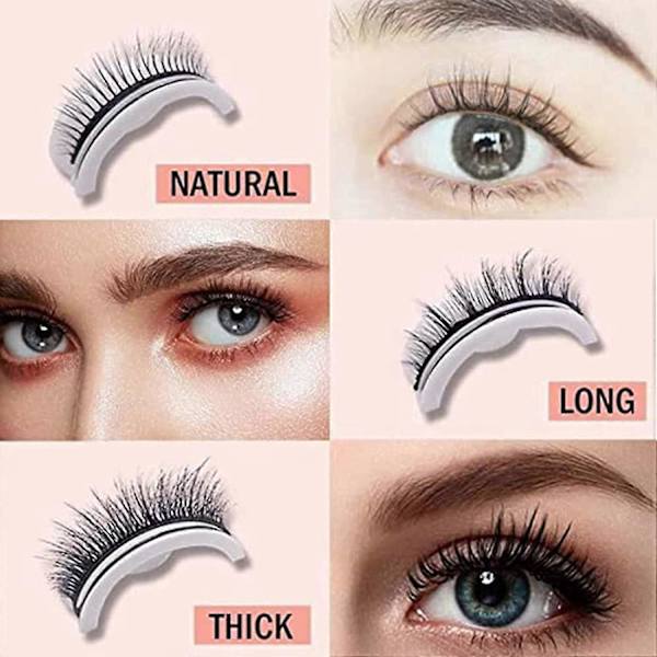 Återanvändbara Självhäftande Ögonfransar, Naturliga Fluffiga Falska Ögonfransar, Tunna Långa Förlängningsögonfransar Pack Mjuka Återanvändbara Fransar Utan Lim, Falska Ögonfransar Nat c  2pairs  natural