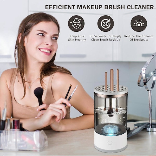 3 In 1 Electric Makeup Brush Cleaner Automatic Spinner Makeup Brush Holder Stand Women Lazy Cleaning Brush Washer Quick Dry Tool