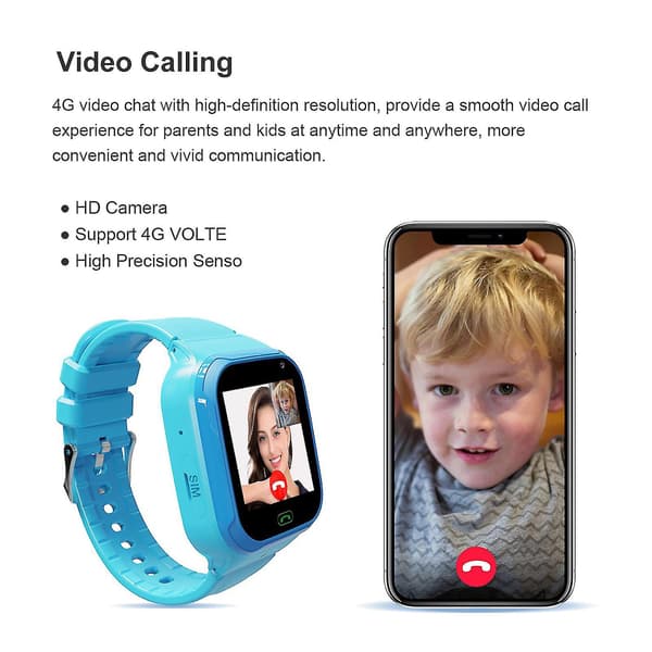 4G Barn Tracker Smartwatch SIM LBS/WiFi/GPS Position HD Kamera SOS Samtal Klocka pink