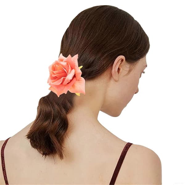 Blomsterhårstrikk Blomsterhårstrikker for kvinner Blomsterhestehaleholder Rosehårstrikker Hårstrikk Elastisk hårstrikk Hvit White