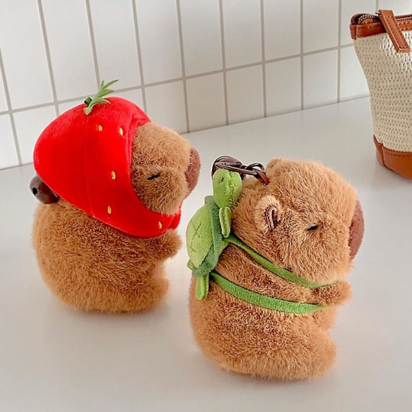 10cm Kapibara Plys Nøglering Sød Taske Vedhæng Simulation Kapibara Anime Plys Legetøj Fyldte Dyr Dukke Børnegave Legetøj a3 10cm