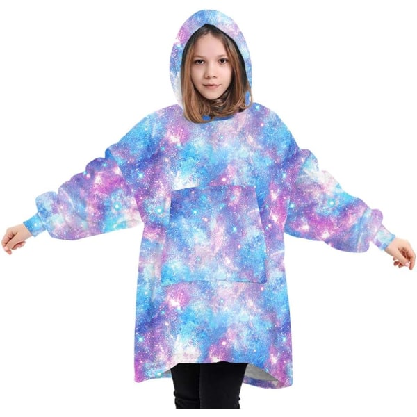 Oversized Blanket Hoodie Fluffy Fleece Hoodie Filt för kvinnor One Size Galaxy - Blue