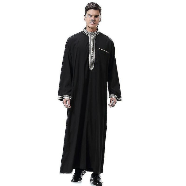 Islamiska Saudi-muslimska mäns kläder Dubai Arabian Kläder Black L
