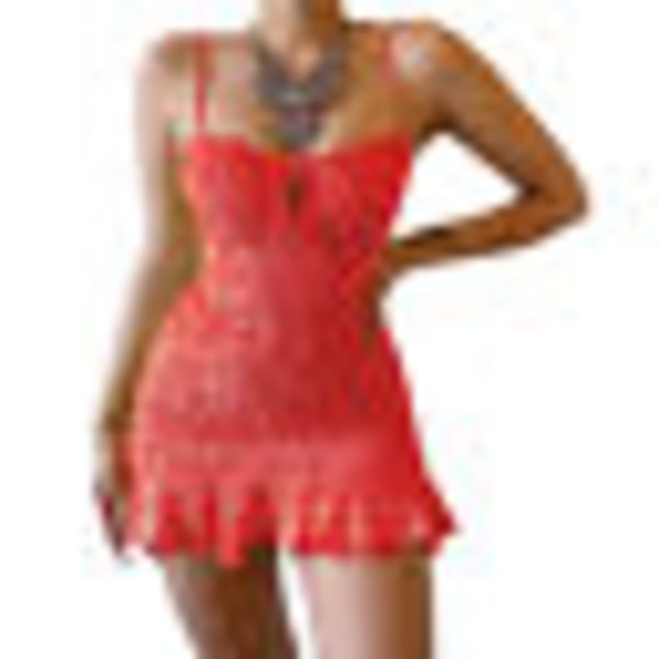 Kvinnor Beach Boho Sundress Strappy V Neck Vest Cami Dress red XL