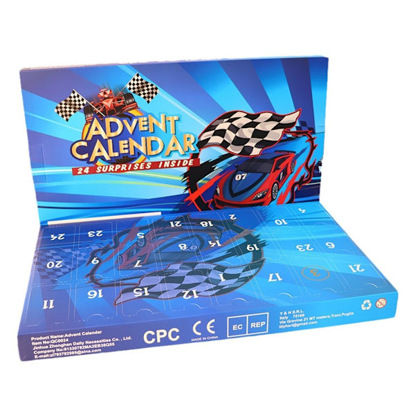 Julekalender med 24 Dages Nedtælling - Blind Box Legetøjsbil til Børn - Digital Racing Julegave 24 models of racing cars