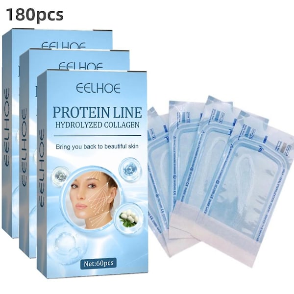 3x Protein Lifting Line Hud Anti-rynke V-ansikt Absorberbar Kollagen Silketråd Fasthet Ansiktskonturer Falmer Fine Linjer