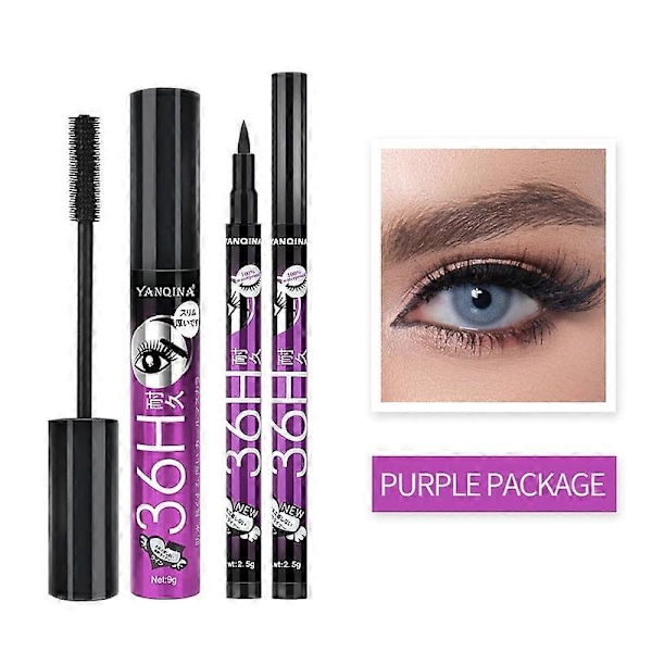 Mascara och Eyeliner Pen Set - Lång Hållbarhet, Vattentät, Svettbeständig, Smudge-Proof 01 red set