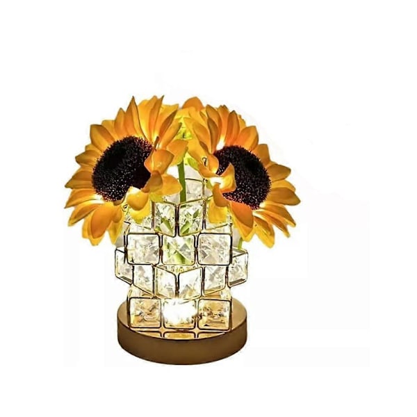 Solsikke Blomsterlampe, 3 Farge-demping Lite Nattelys, USB Oppladbar plug in models