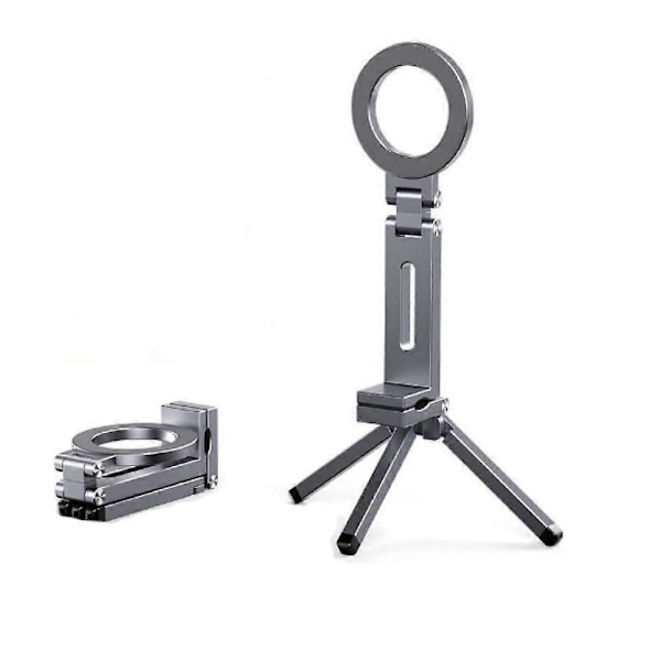 Magnetisk Telefon Tripod Stativ til iPhone, Aluminium Magnetisk Lomme Telefon Tripod gray