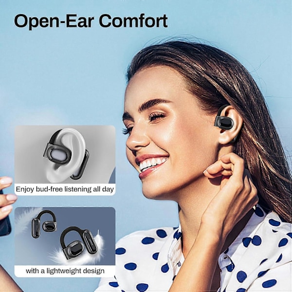 Åpne ørehodetelefoner Bluetooth 5.3, ekte trådløse åpne ørepropper ENC klar samtale med 16,2 mm dynamiske drivere 45 timer spilletid trådløse ørepropper langvarig