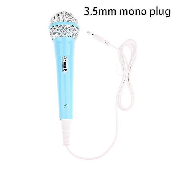 Ledningsmikrofon 3,5 mm Jack Letvægts Sangmaskine Hjem Børn Musikalsk Legetøj Tw sky blue