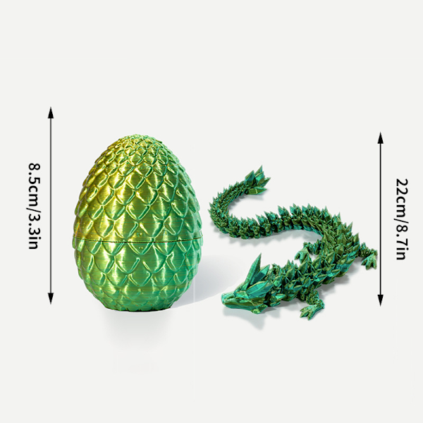 3D-printet drageæg påskeæg leddelt bevægelige ornamenter legetøj håndværk green