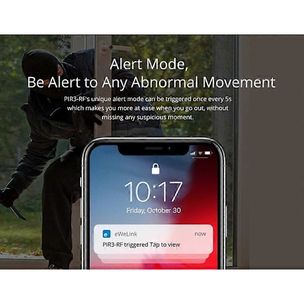 SONOFF PIR3 RF Bevægelsessensor 433Mhz Via Ewelink APP Fjernbetjening Alarm rfbridge r2