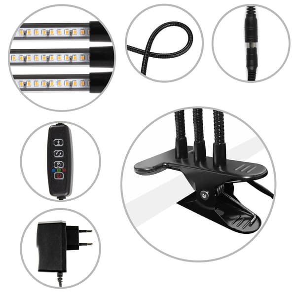 INF Växtlampa / växtbelysning med 3 flexibla LED-rör 1-pack