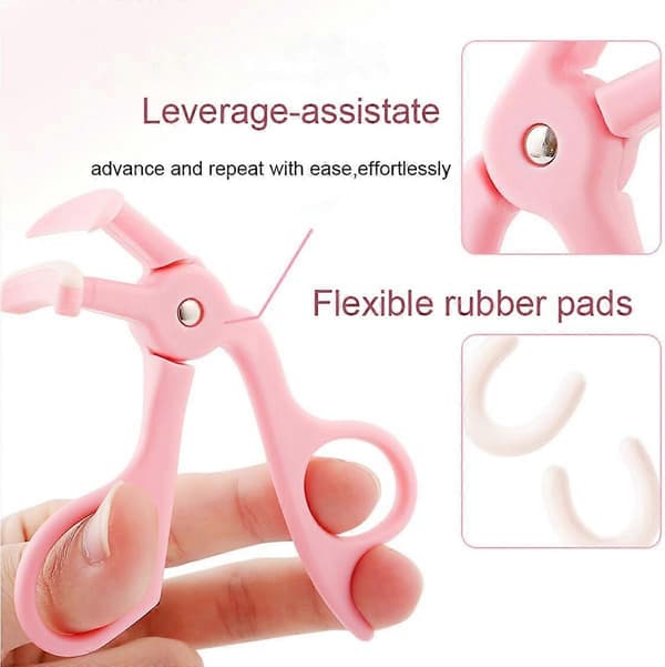 Vipperenser med ergonomisk grep og silikonputer, langvarige krøller, rosa, 2 erstatninger