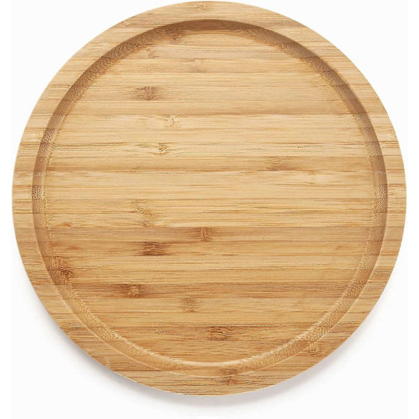 Rund bambu-bricka, träplattor, träserveringsfat, charcuterie-serveringsbräda för matbord/kaffebord, 11,8 tum 20 cm