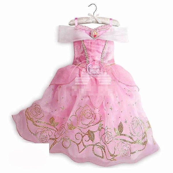 Jentekjole Sleeping Beauty Aurora med lange ermer, off shoulder, blonde, kappe, nydelig julegave, fancy prinsessefestantrekk aurora dress c 3 4t  110