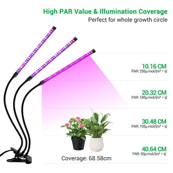 INF Växtlampa / växtbelysning med 3 flexibla LED-rör 1-pack