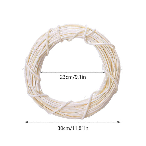 Handgjord DIY Julgransring Dörrhängande Blomsterkrans - 30cm Ytterdiameter Offvit Indonesisk Ranka style1242