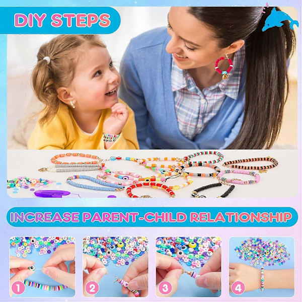 5800 st. Lerlera Pärlor Armband Gör-Det-Själv-Set, 24 Färger Platta Pärlor för Vänbandstillverkning, Polymer Heishi Pärlor med Berlocker DIY Konst och Hantverk