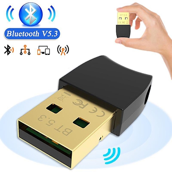 USB Bluetooth 5.3 -sovitin, dongle, musiikki- ja äänivastaanotin, lähettäjä, Bluetooth-yhteensopiva langaton sovitin kannettavalle tietokoneelle, PC:lle, näppäimistölle, hiirelle, kaiuttimelle, kuulokkeille