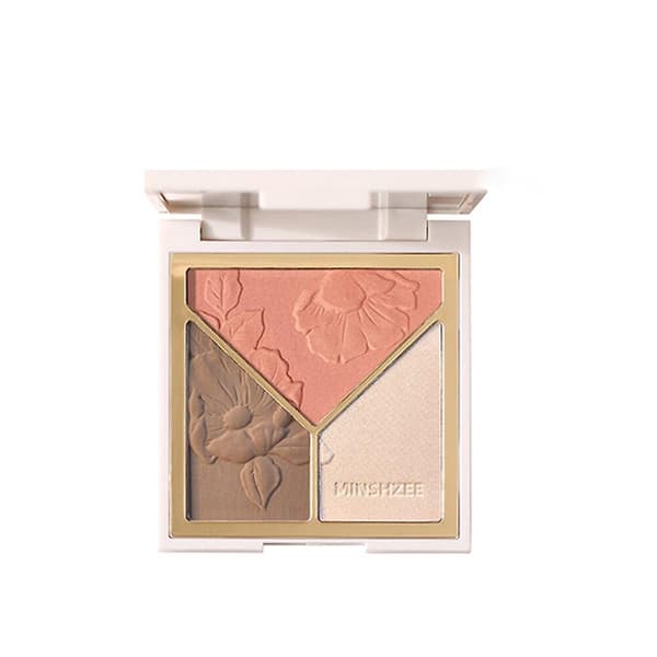 3 i 1 Highlighter Contour Palette Bronzer Ansiktskontur Shimmer High Gloss Blusher Illuminator Brighten Makeup Koreansk Kosmetikk
