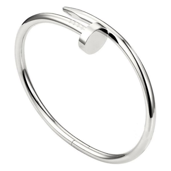 Rustfrit Stål Moderigtigt Spiked Armbånd Glat Overflade Design silbrig