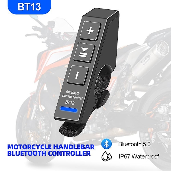 V5.0 Trådløs Bluetooth-knapp Fjernkontroll for Ridning Øretelefon Hjelm Hodesett Bil Rattet Motorsykkel Sykkel Styre Media Controller
