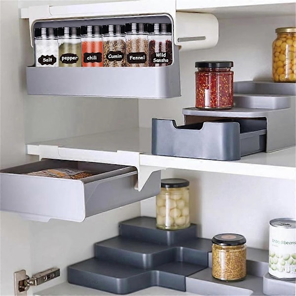SpiceCaddy Krydderorganisator, Krydderstativ for skap organizer and 6 bottles