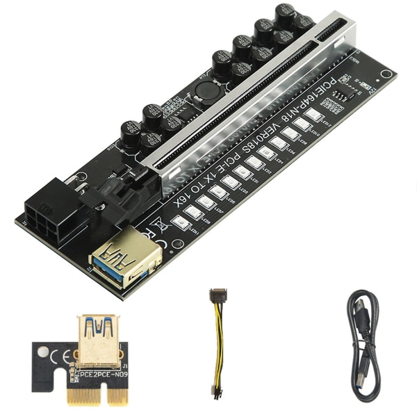 Ver018s Extender Riser 1x To16x USB 3.0 Led Card Pci-e Adapter