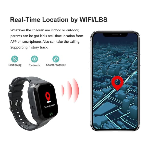 4G Barn Tracker Smartwatch SIM LBS/WiFi/GPS Position HD Kamera SOS Samtal Klocka blue
