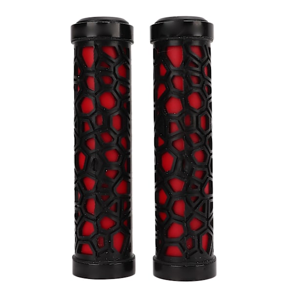 Mountain Bike Handlebar Grips with Anti-Slip Red Raised Texture and Double Locking for Stability and High Strength