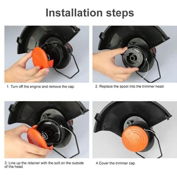 Kompatibel Ersättning för Black & Decker AF-100 Gräsgräsklippare Reservspole Kapselskydd med Fjäder för Trimmer Spole Verktyg ABS Material Stark och Hållbar 4 pieces