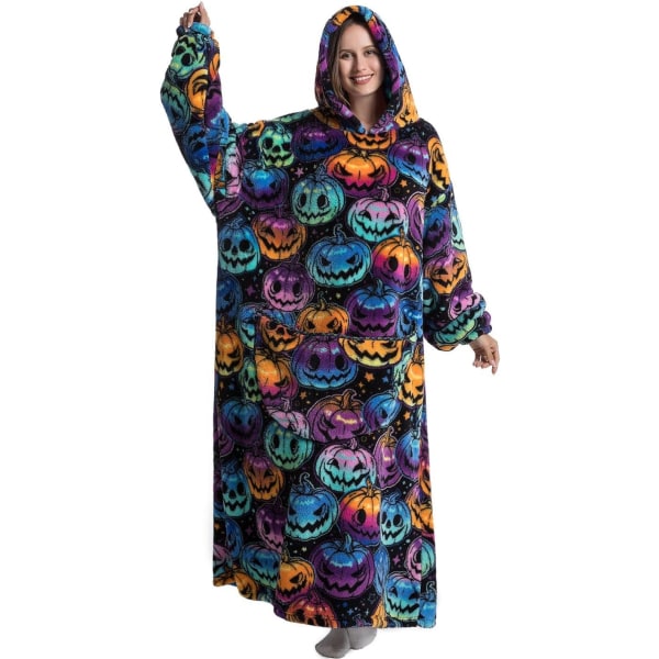 Oversized hoodiefilt för kvinnor Vuxna Oversized Wearable Hoo Pumpkin-extra Long