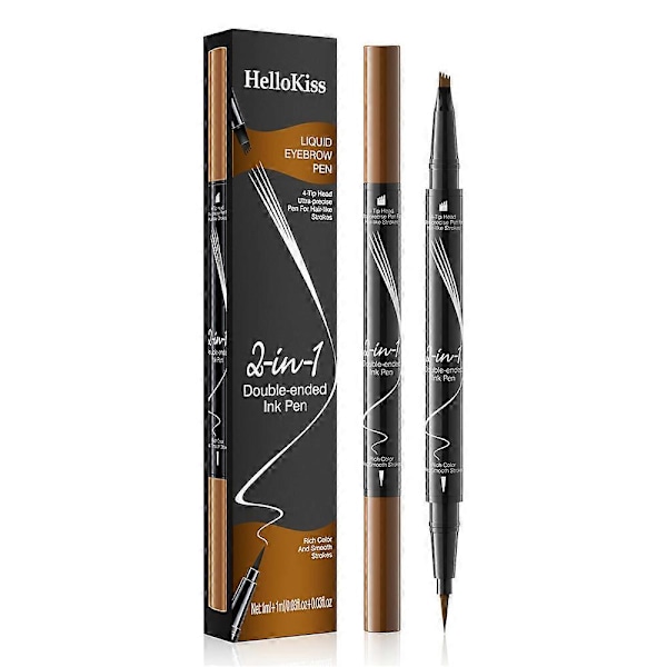 Hellokiss Nestemäinen Kulmakarvapena, 2-in-1 Kaksoispäinen Luonnollinen 4-haarainen Nestemäinen Kulmakarva black