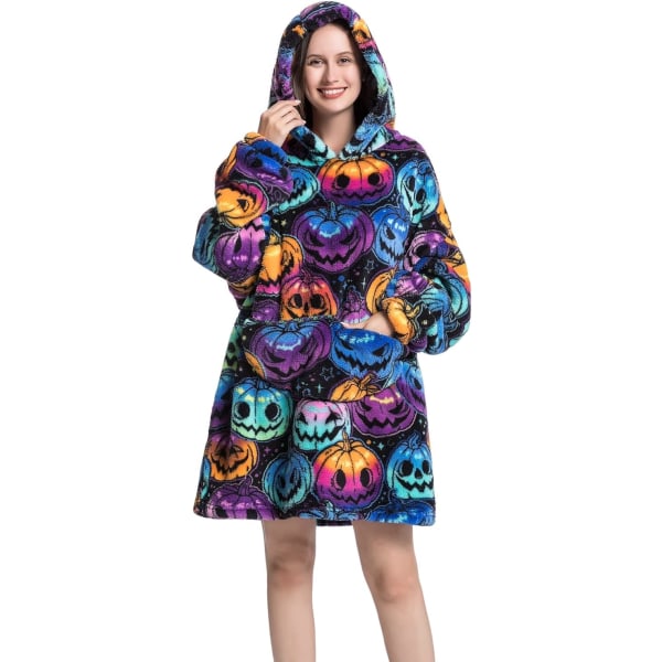 Oversized hoodiefilt för kvinnor Vuxna Oversized Wearable Hoo Pumpkin